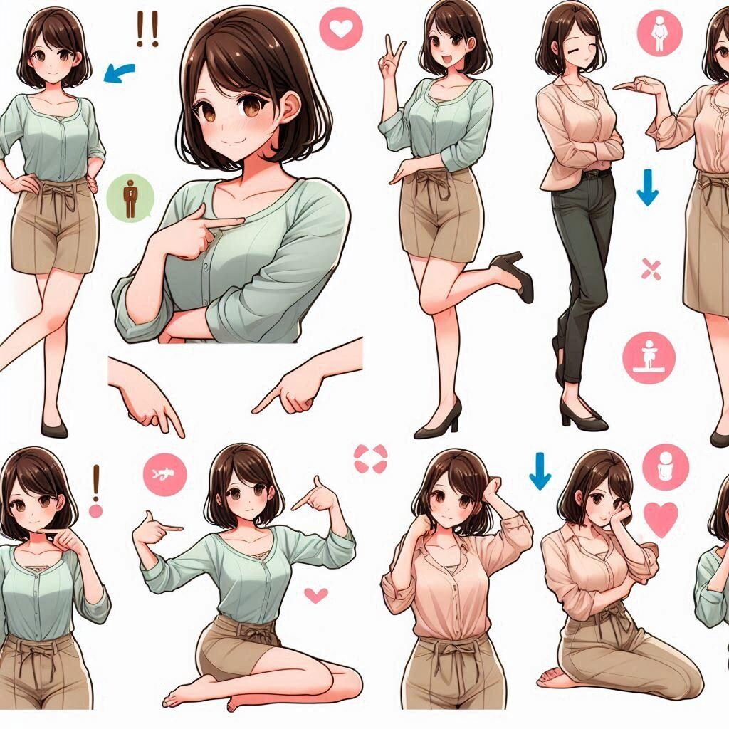 複数ポーズってプロンプトがかわいいよ！