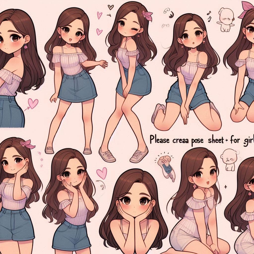 複数ポーズってプロンプトがかわいいよ！
