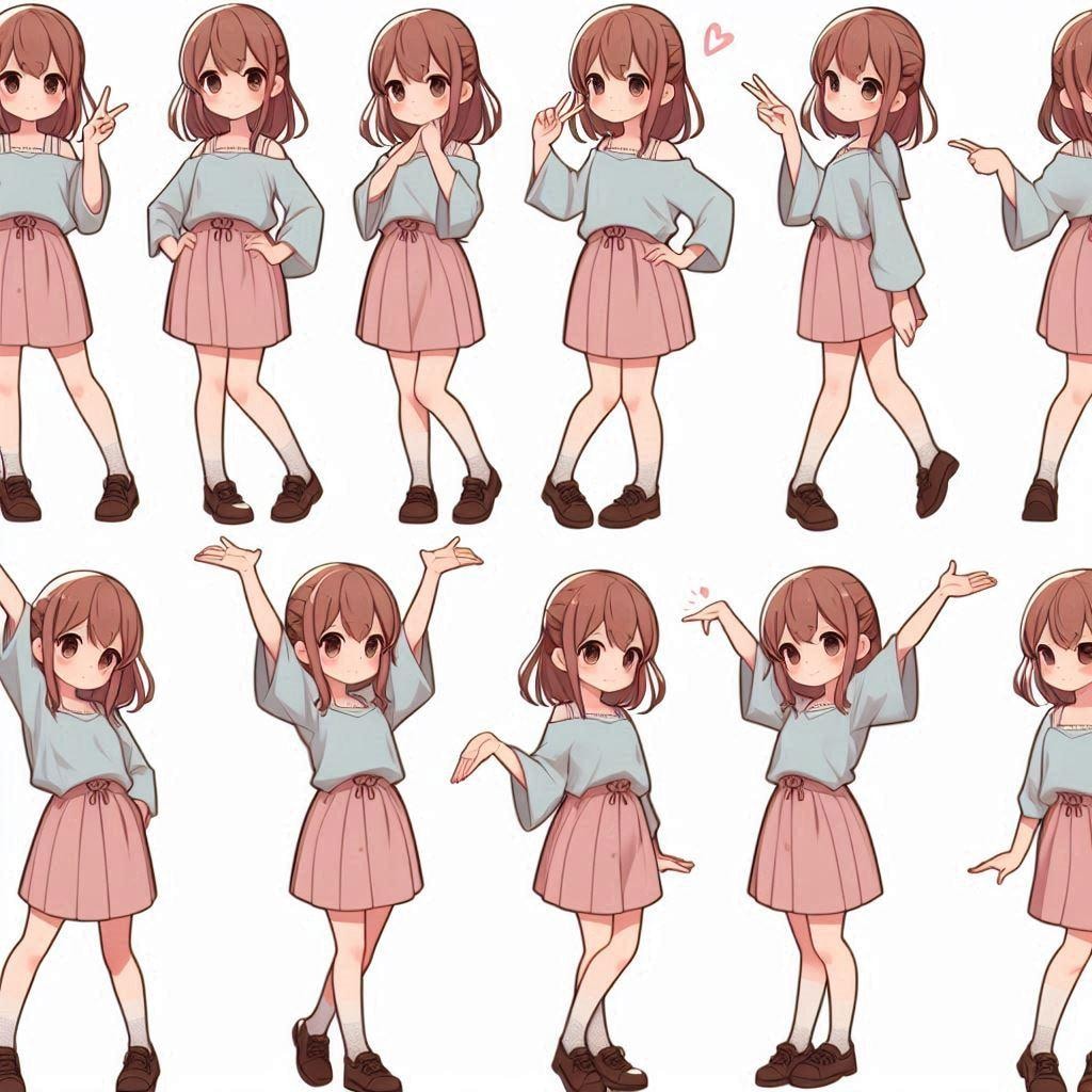 複数ポーズってプロンプトがかわいいよ！