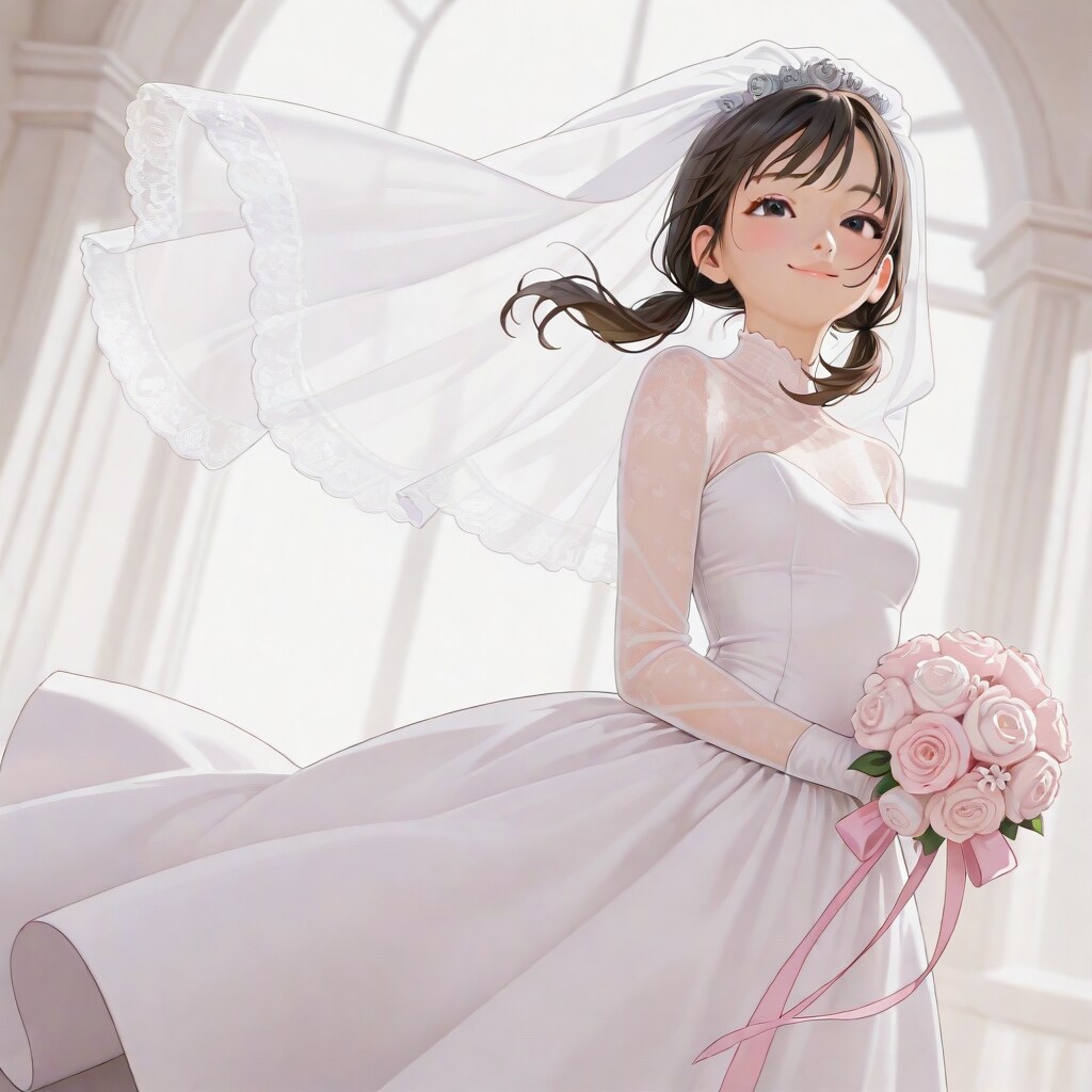 The bride and bright sunshine