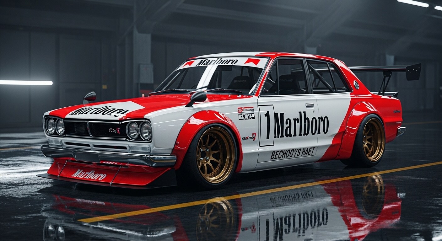 マルボロスカイラインセダンレーシングカー | の人気AIイラスト・グラビア