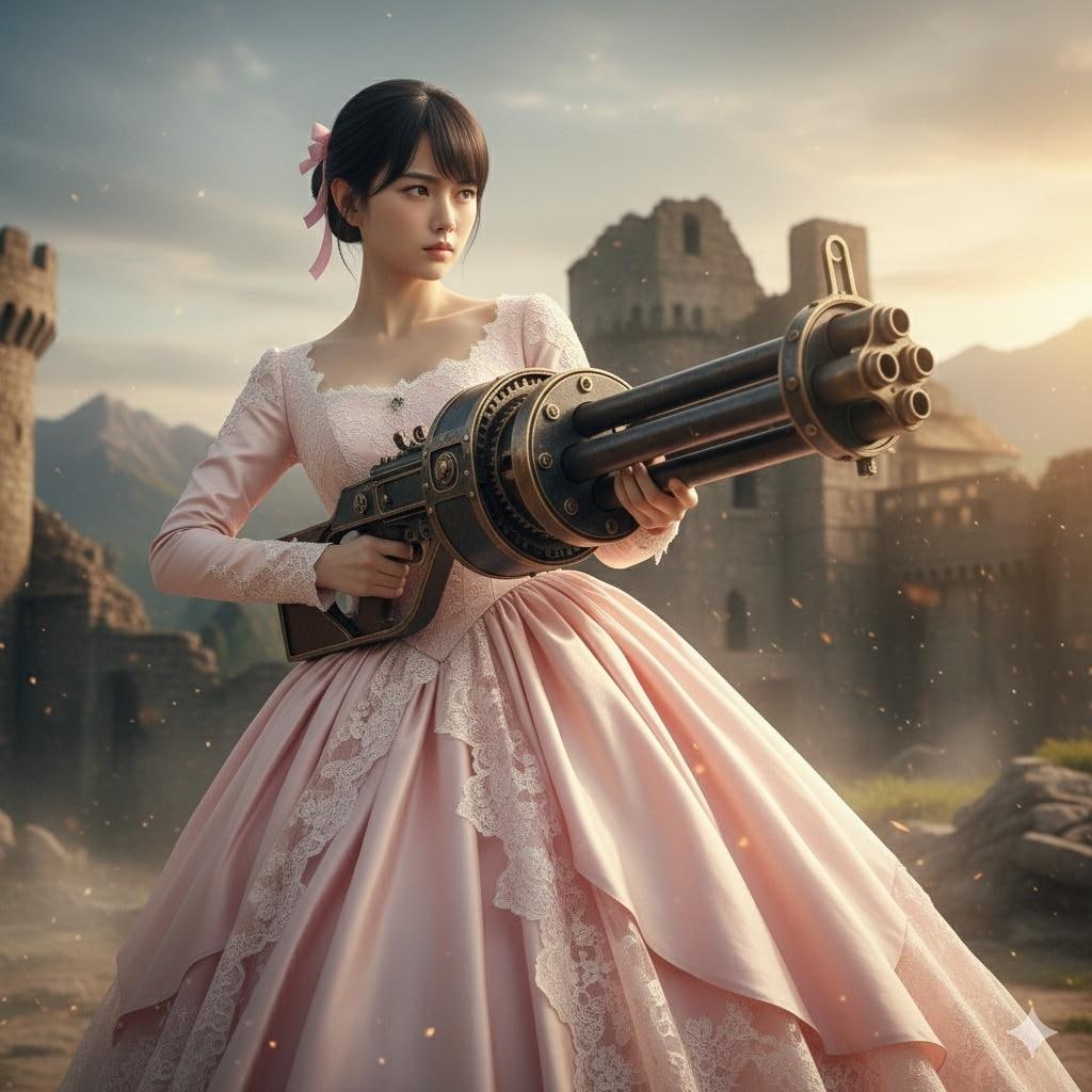 ガトリングを構える姫様