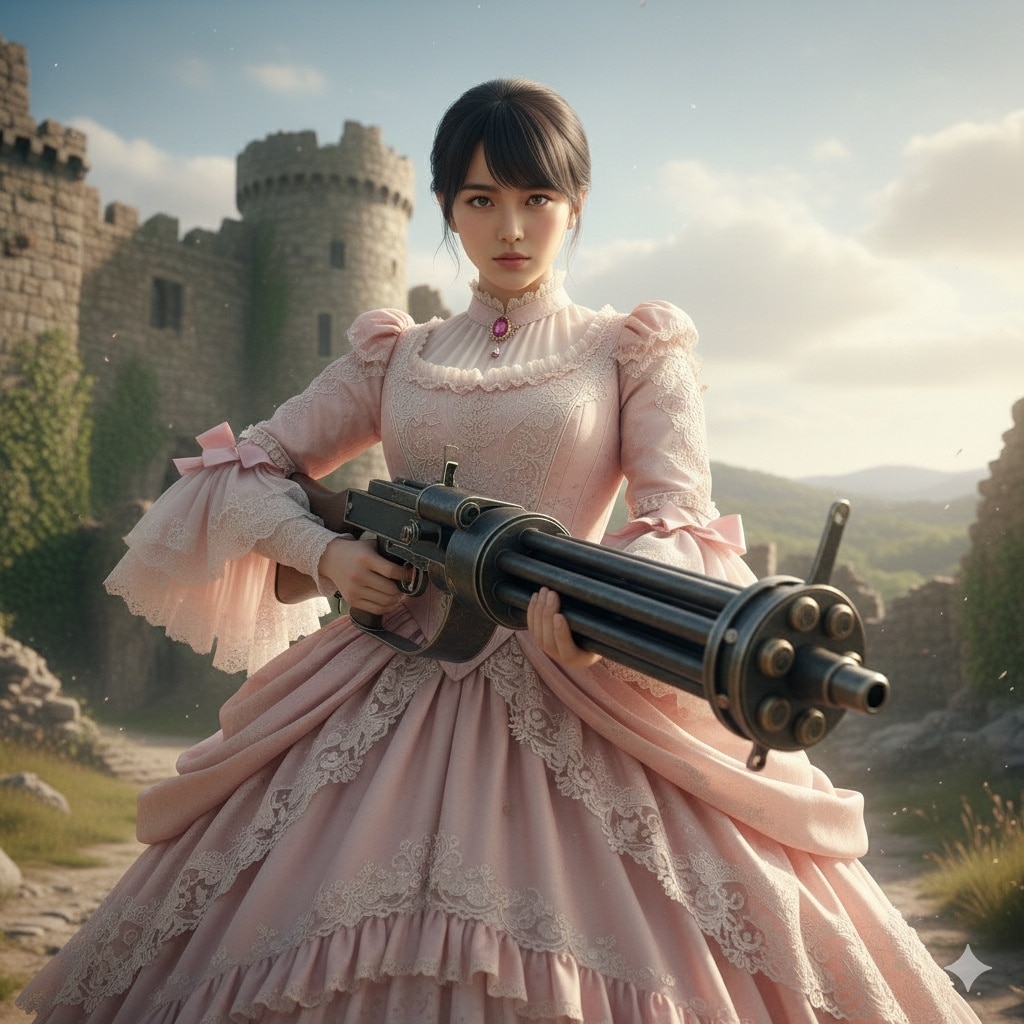 ガトリングを構える姫様