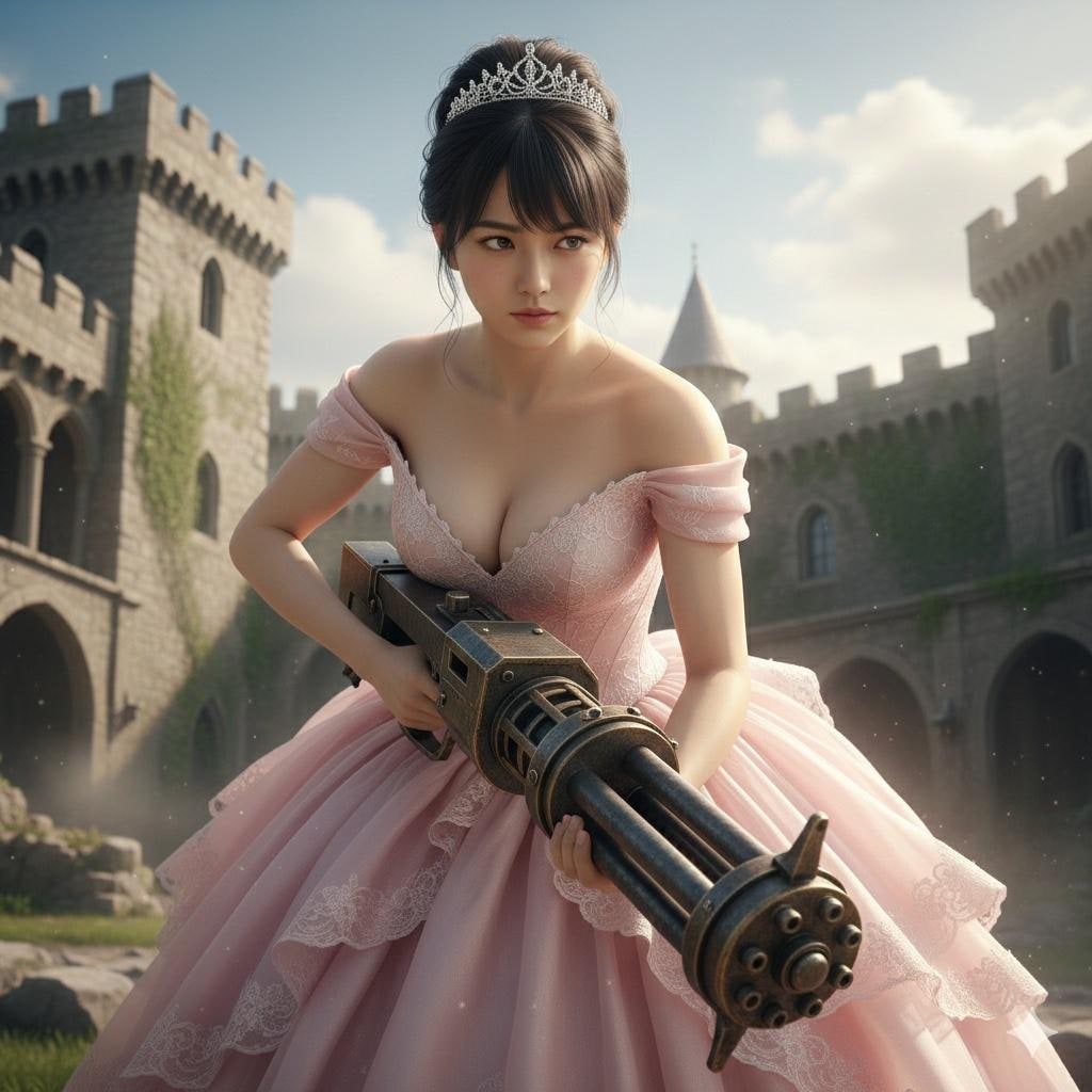 ガトリングを構える姫様