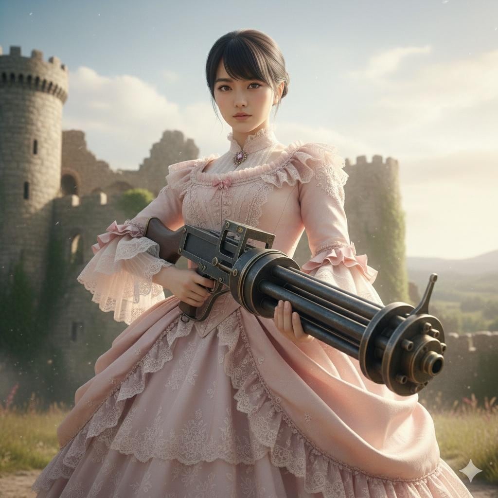 ガトリングを構える姫様