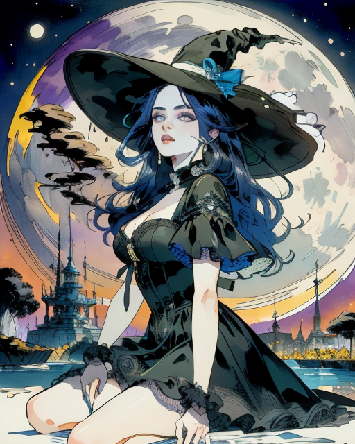 星空下の魔女 | の人気AIイラスト・グラビア