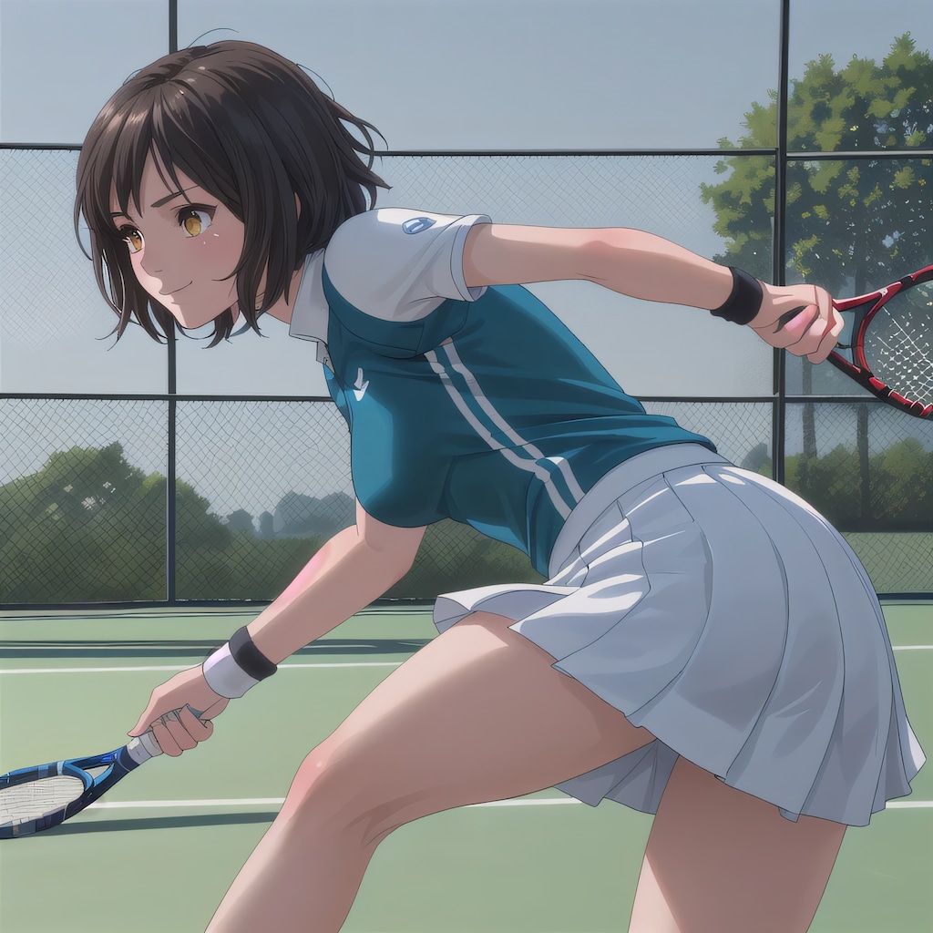 黒髪ボブでテニスウェアの少女９