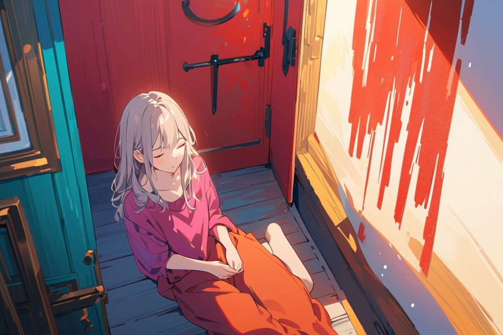 扉の前で眠る人2025①