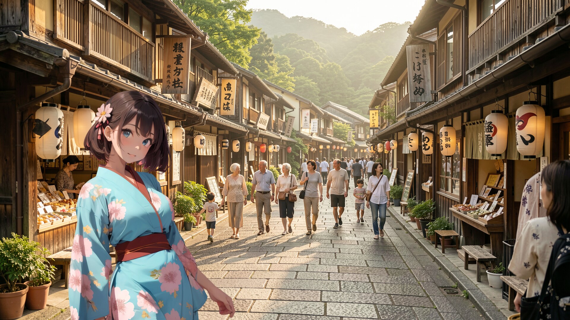 温泉街めぐり (FullHD 壁紙69 BD071)