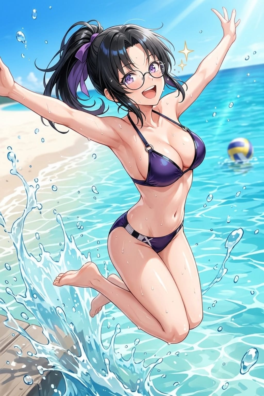 海の日や 楓飛び込む 水の音