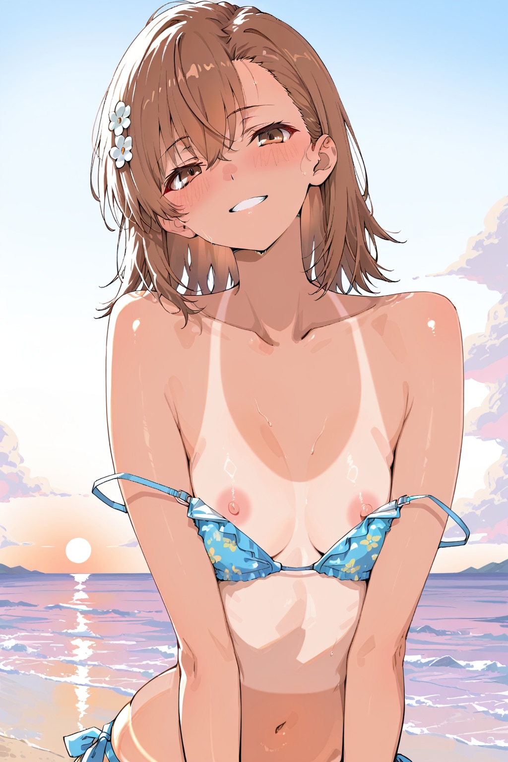 御坂美琴　夕暮れのビキニ少女②　『ねえ⋯写真、撮ってよ♪』
