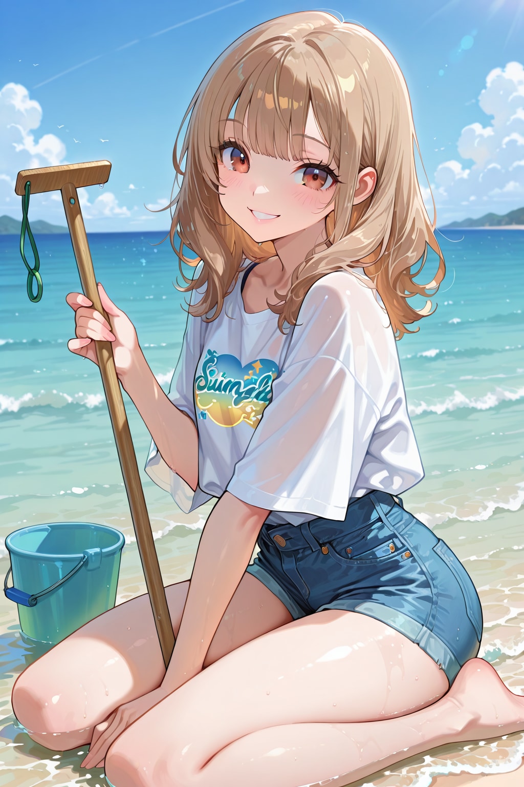 ギャルちゃんと潮干狩り | の人気AIイラスト・グラビア