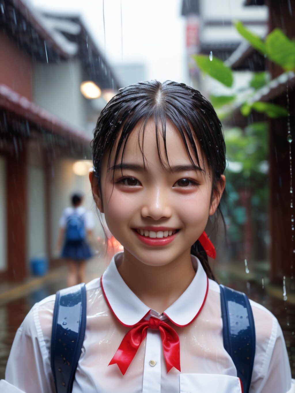 びしょ濡れのJK