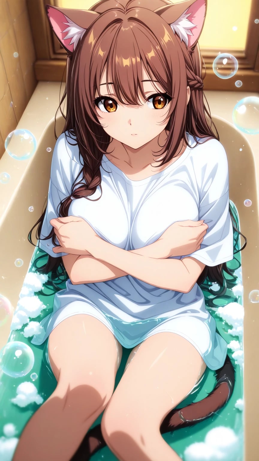 暑いので、水浴び中です。