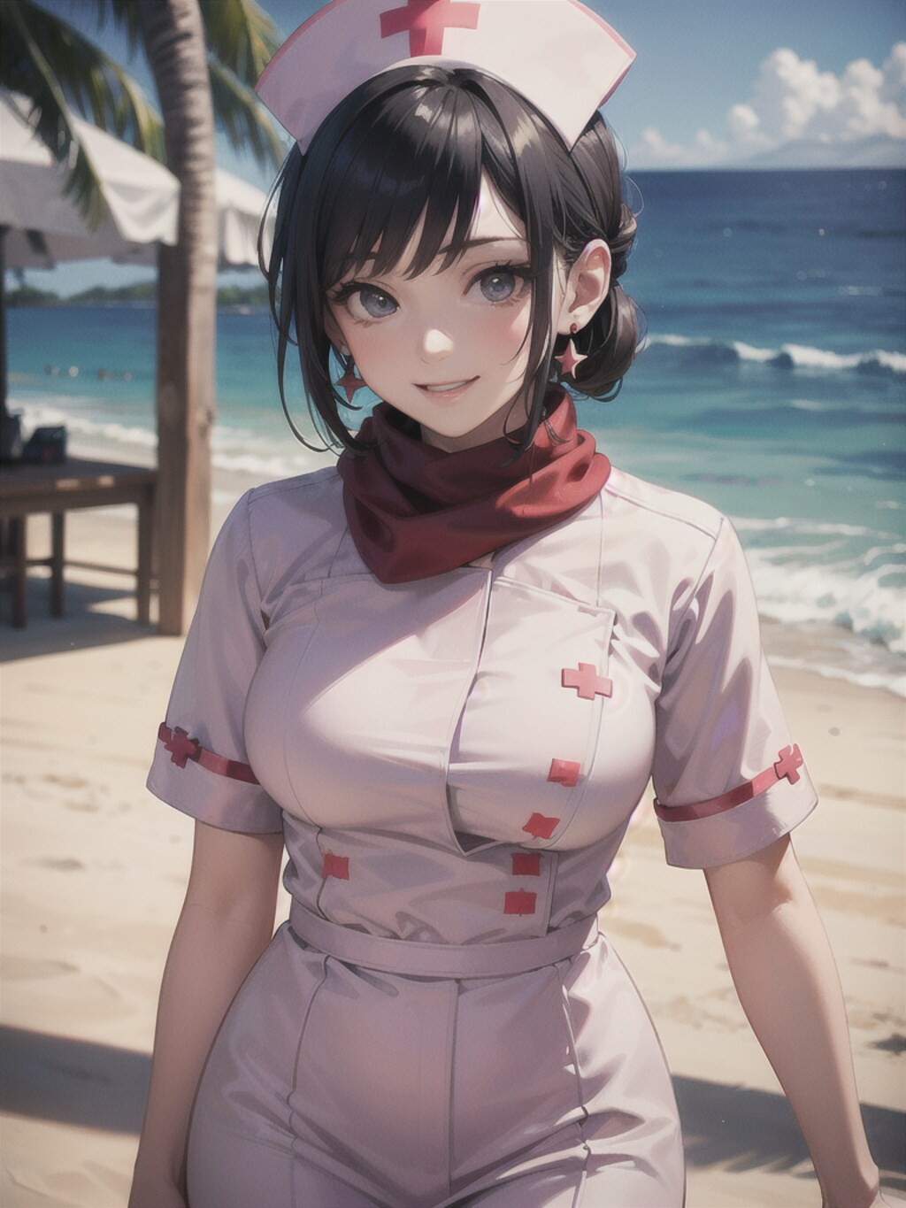 ミサカちゃんですよー💖ビーチコスプレポートコレクション💖ナース