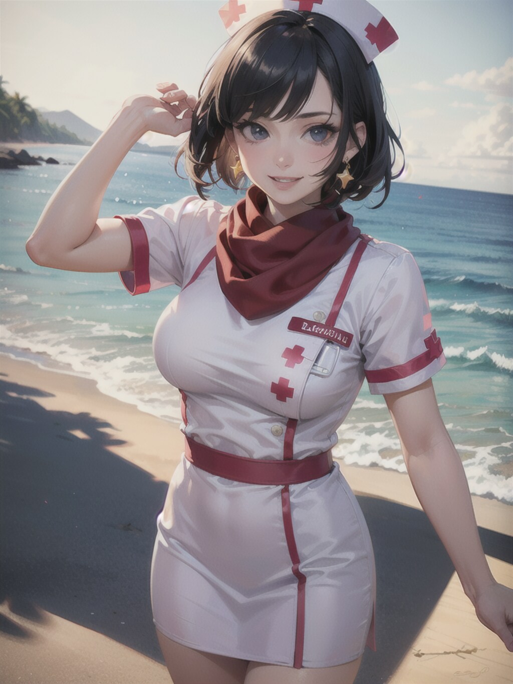 ミサカちゃんですよー💖ビーチコスプレポートコレクション💖ナース