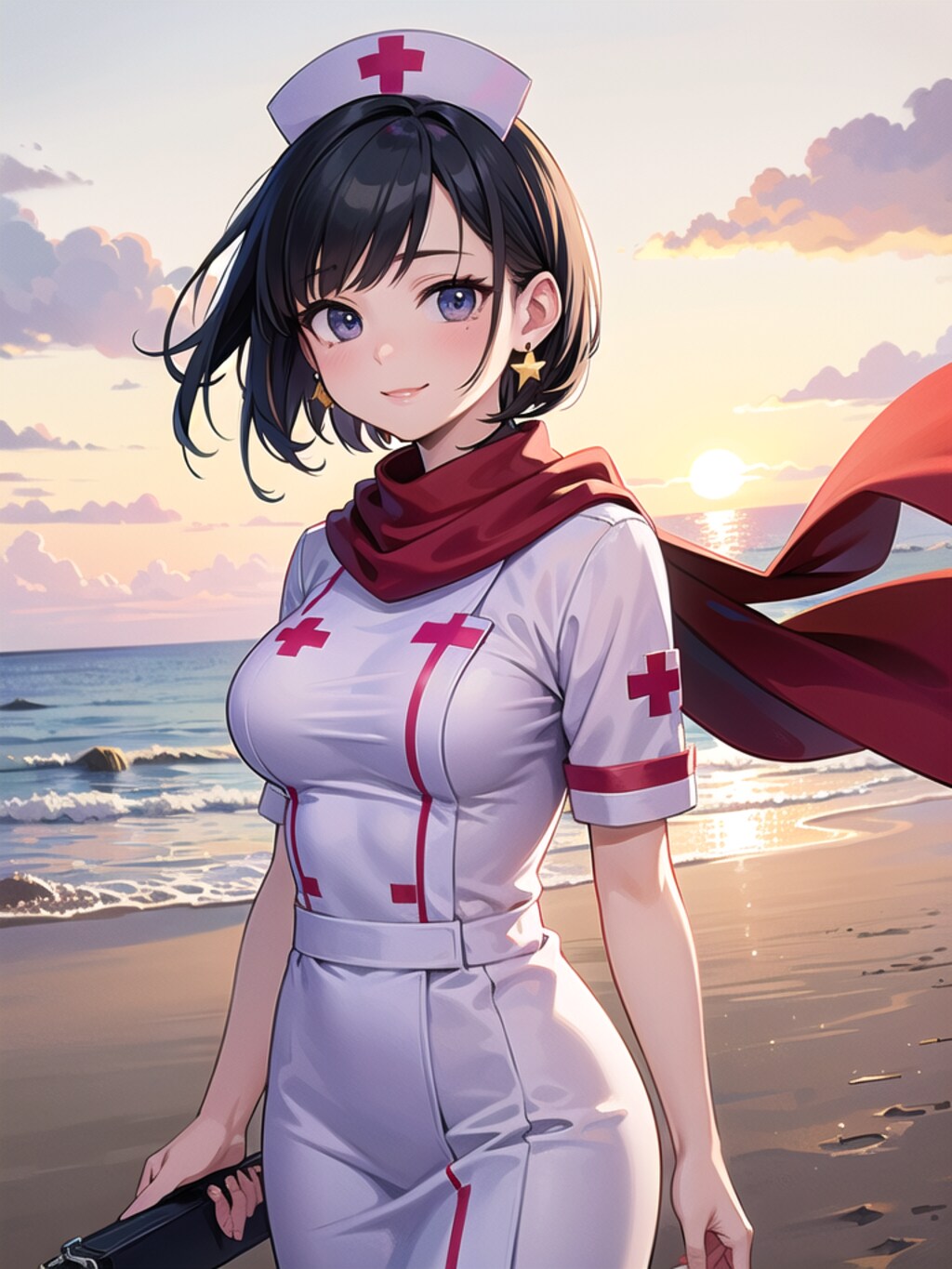 ミサカちゃんですよー💖ビーチコスプレポートコレクション💖ナース