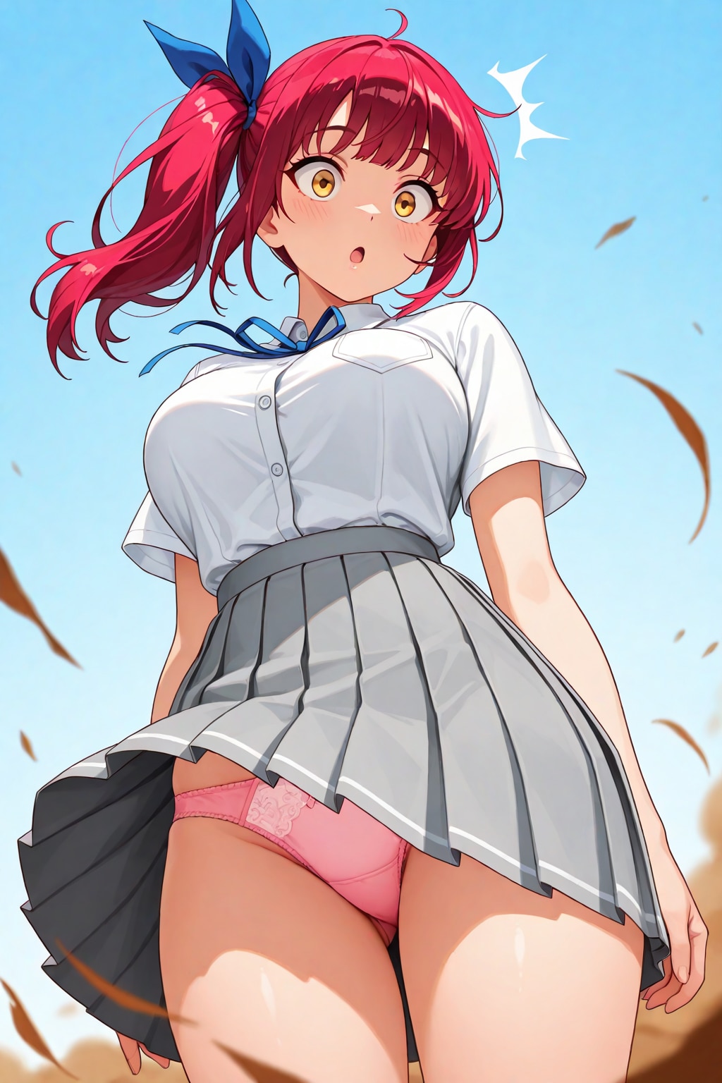 赤毛ちゃん　下から強風