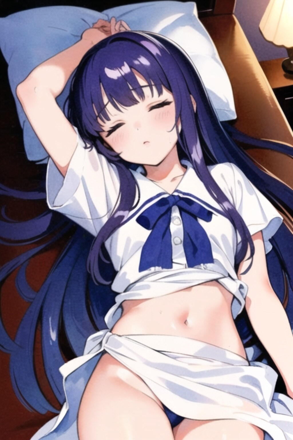 紫髪ロング娘（水彩画風）