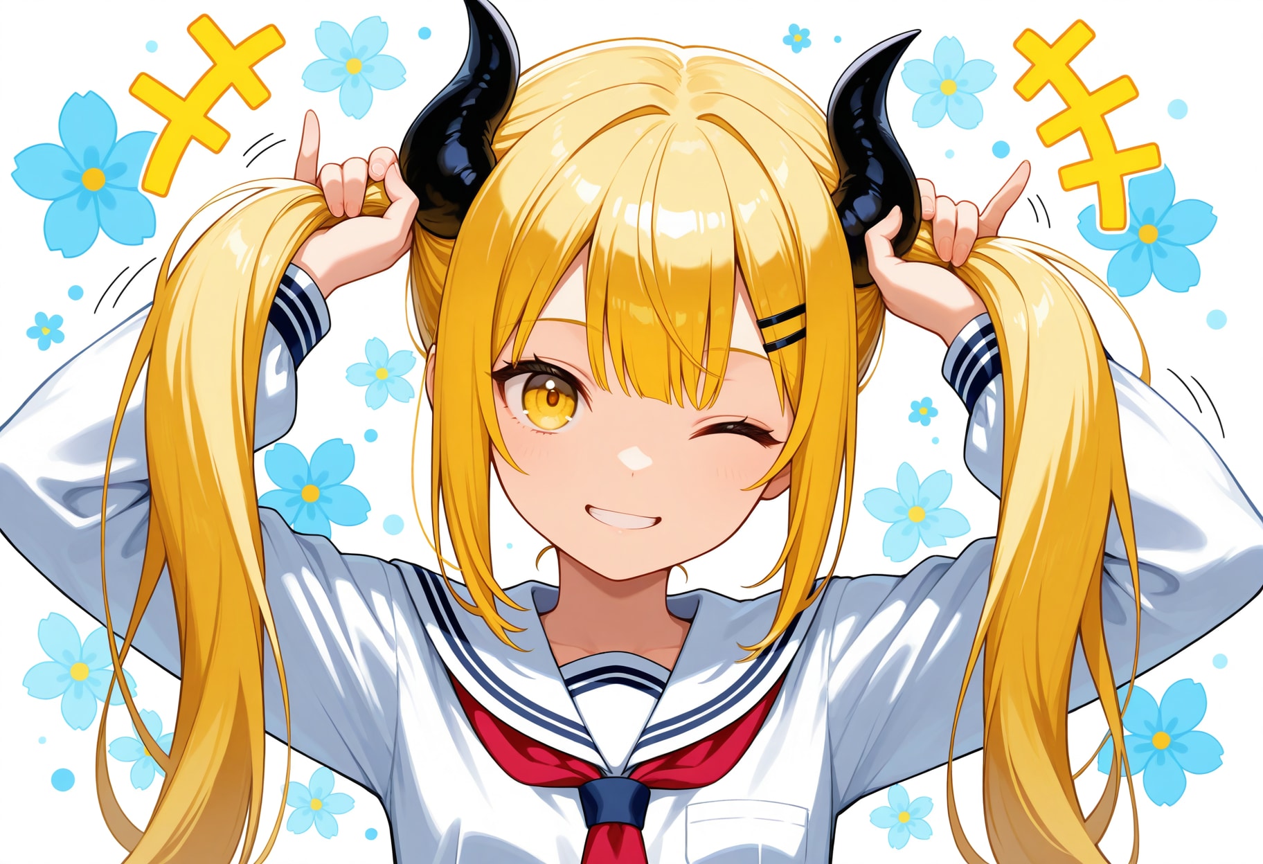 手で髪を束ねる女鬼高生さん