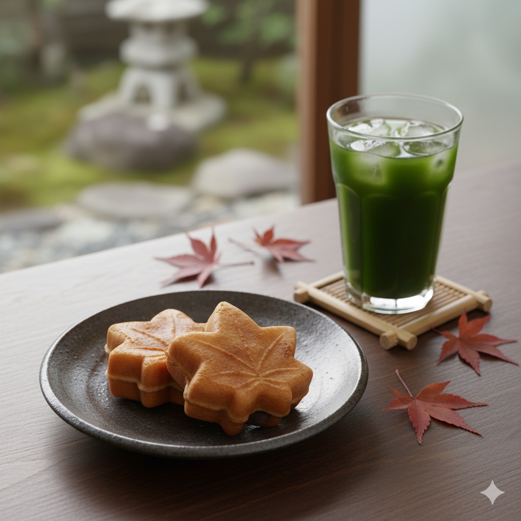 デザートの紅葉饅頭