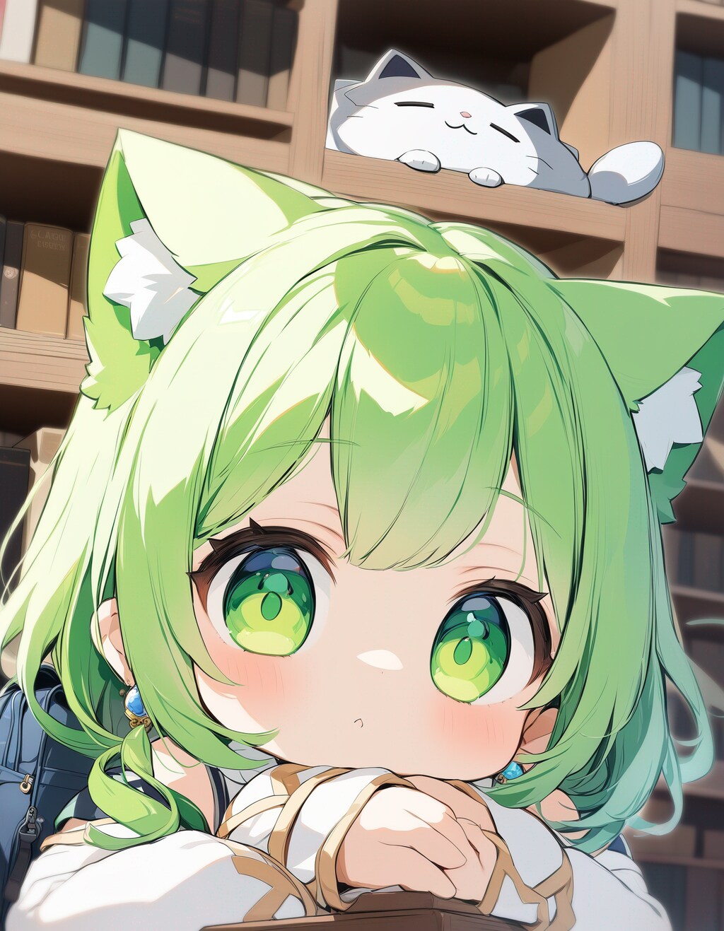 図書室に住んでいる猫ちゃんと♪