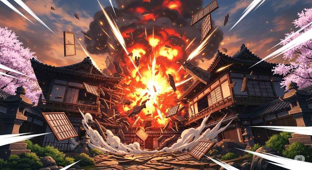 【コマンドー温泉】何が始まるんです？爆破解体ショーだ。