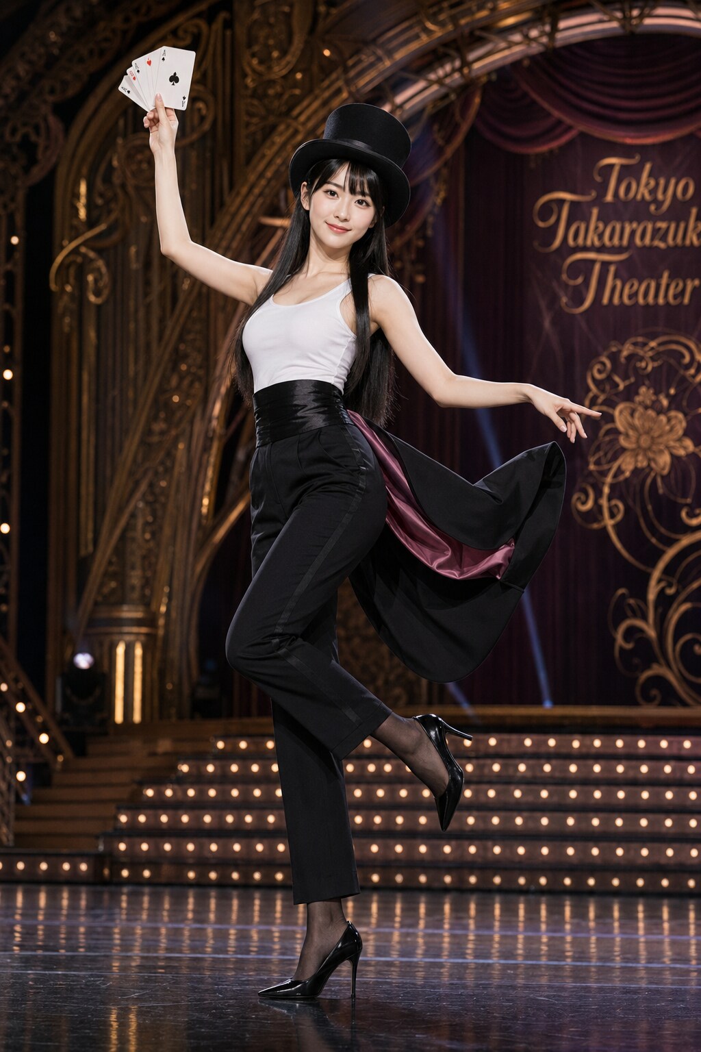 リアルかっこかわいいダンサー白鳥英美梨の東京宝塚劇場公演　カードマジック