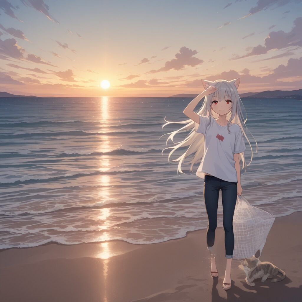 干物干しの少女