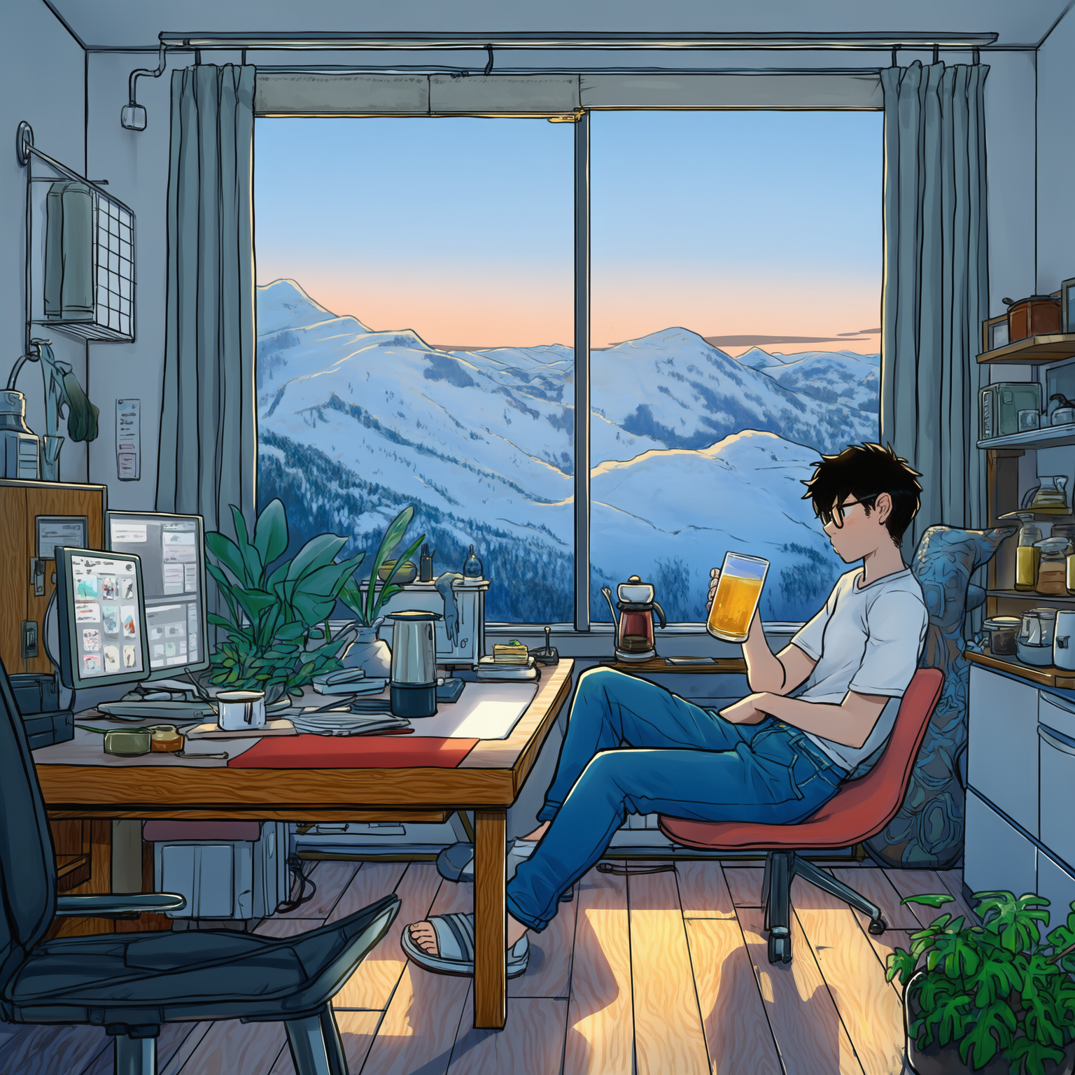 山の見える部屋