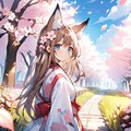 桜と狐少女 2枚目