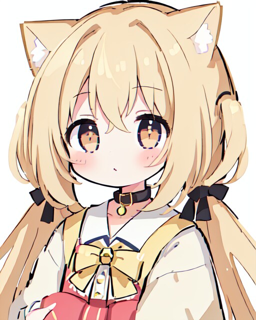 ドット絵とクレヨン風の猫耳ツインテールの女の子