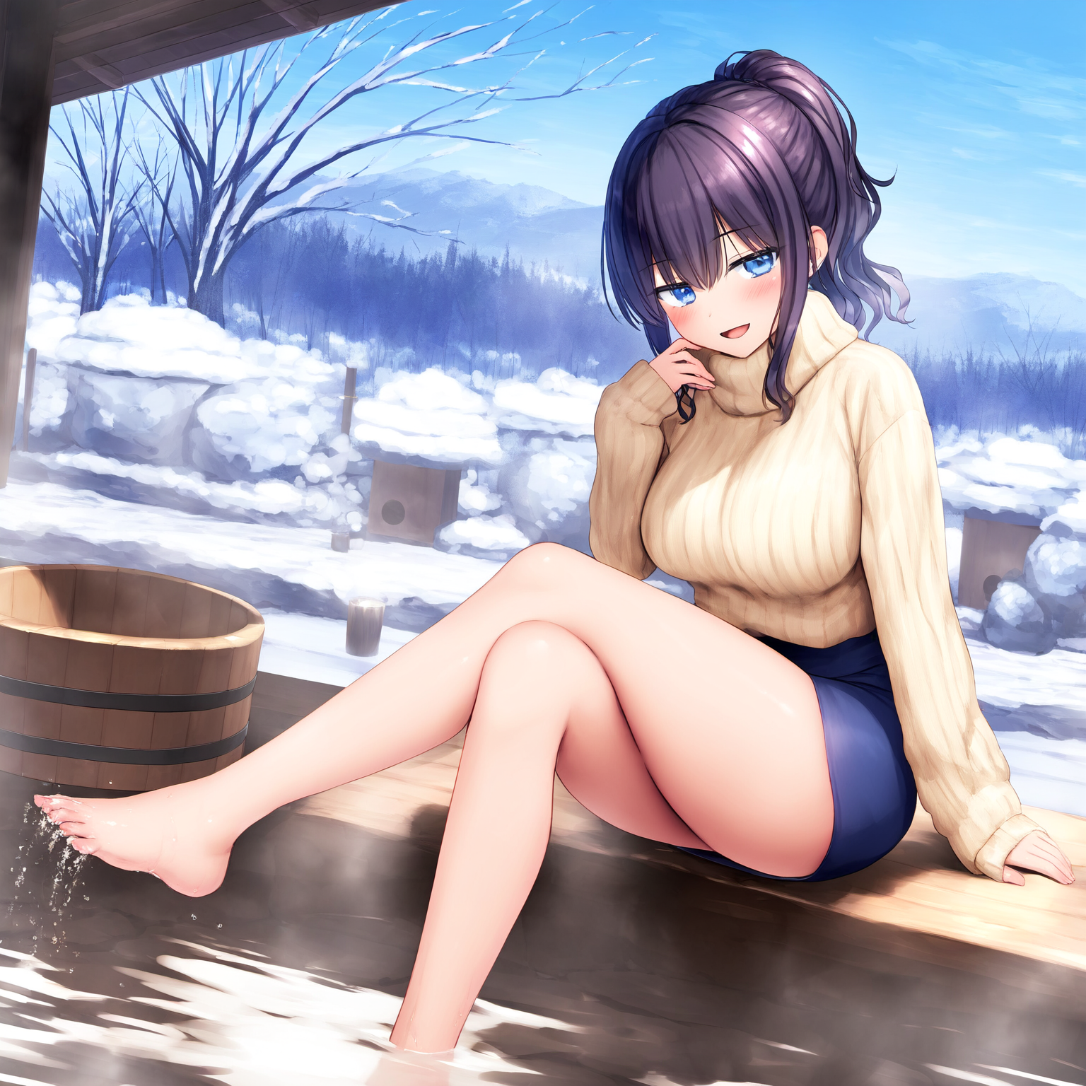 冬は足湯が気持ち良い