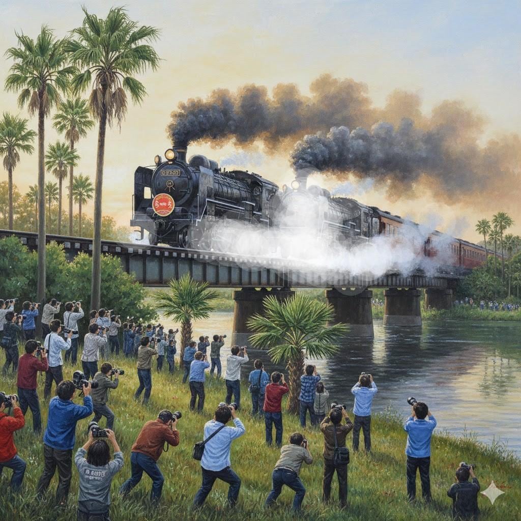 SLを撮影する鉄道ファン