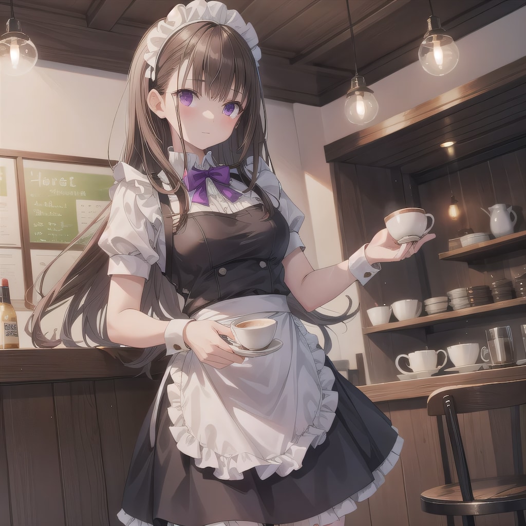 黒髪ロングでカフェの少女１２