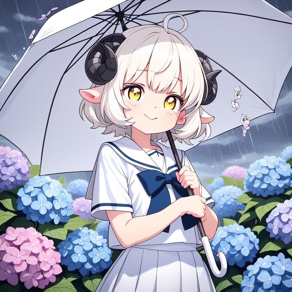 紫陽花とメイちゃん♡