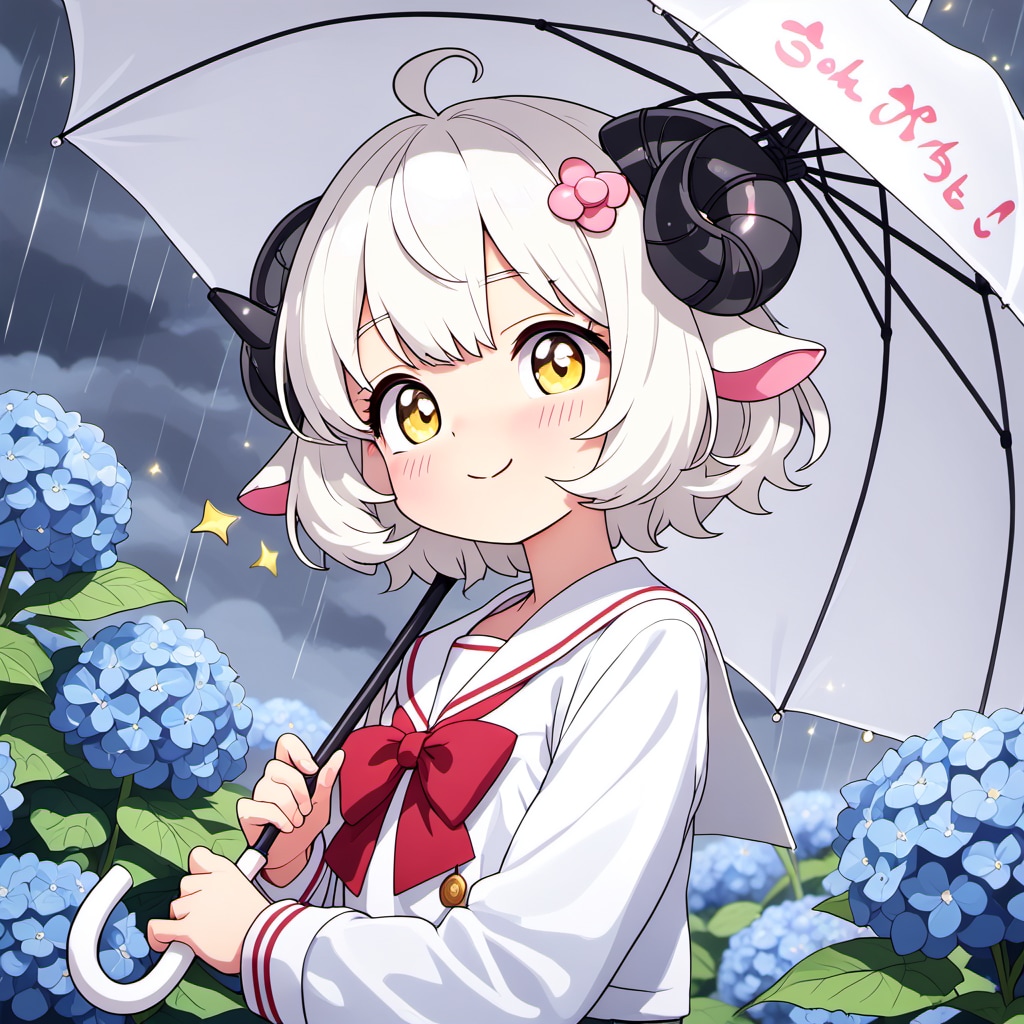 紫陽花とメイちゃん♡