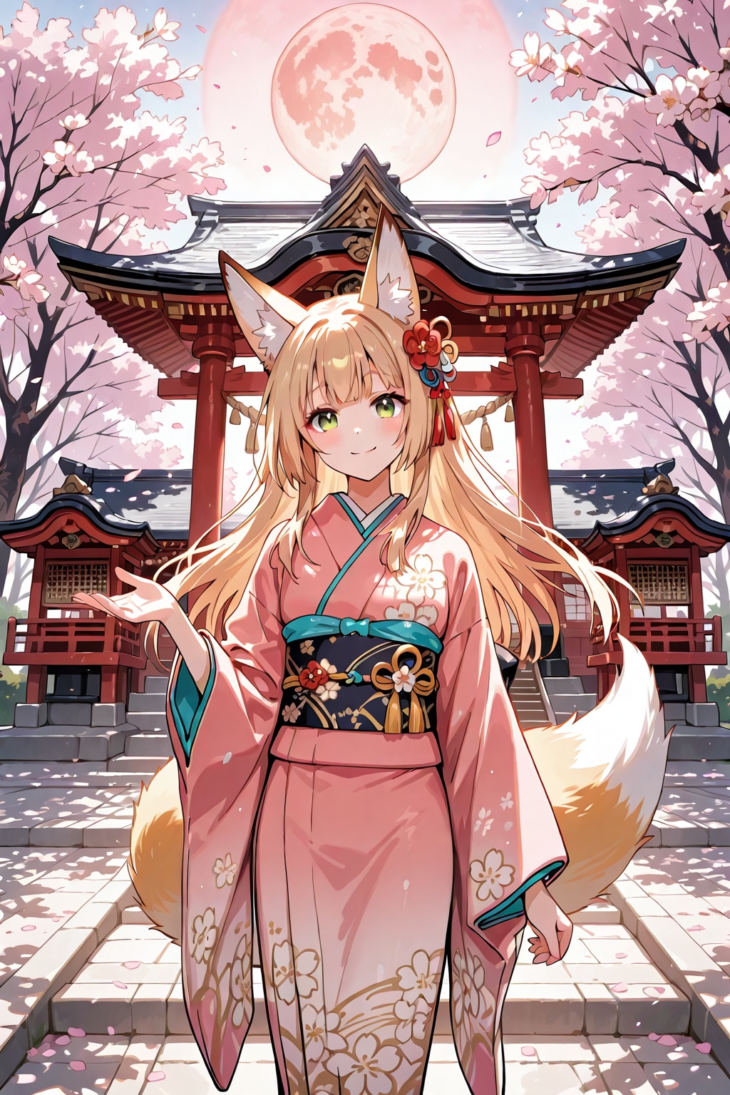オキツネ神社🌸春祭りwith ピンクムーン
