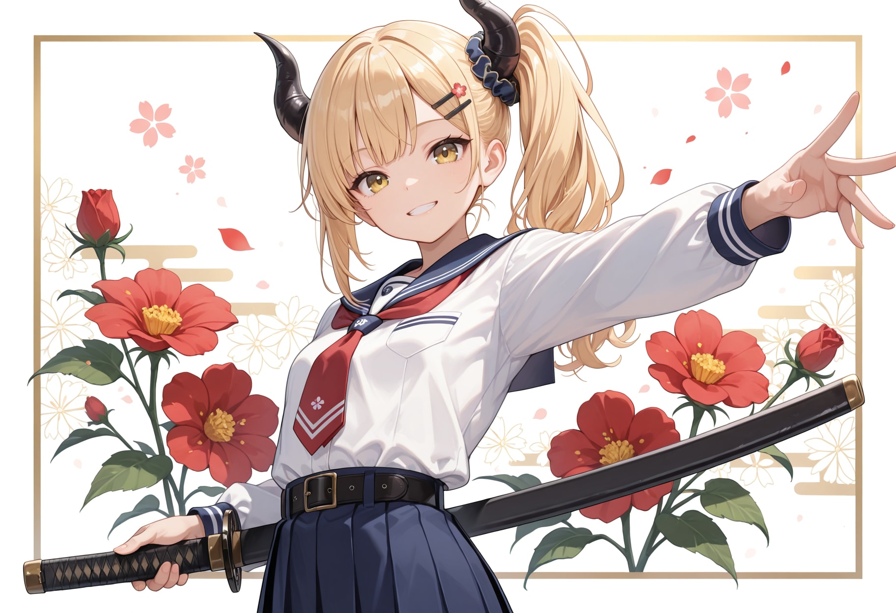 手を翳す女鬼高生さん | の人気AIイラスト・グラビア