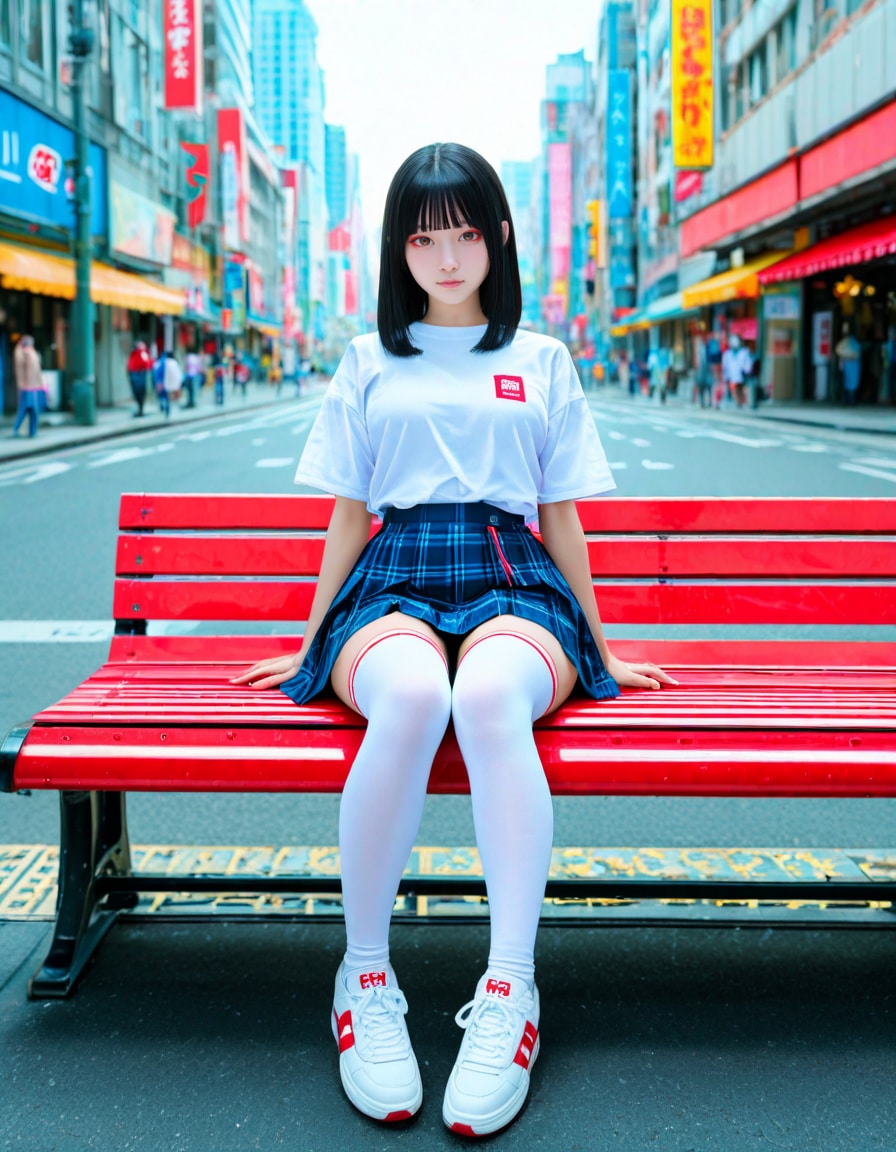 赤いベンチ