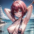 二次おっぱいポロリ305《赤髪ラテックススリングショット》 6枚目
