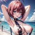 二次おっぱいポロリ305《赤髪ラテックススリングショット》 8枚目