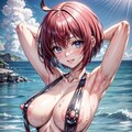 二次おっぱいポロリ305《赤髪ラテックススリングショット》 10枚目