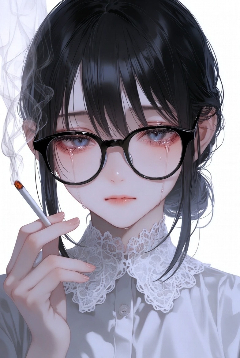 泣いている喫煙者の女の子 | の人気AIイラスト・グラビア