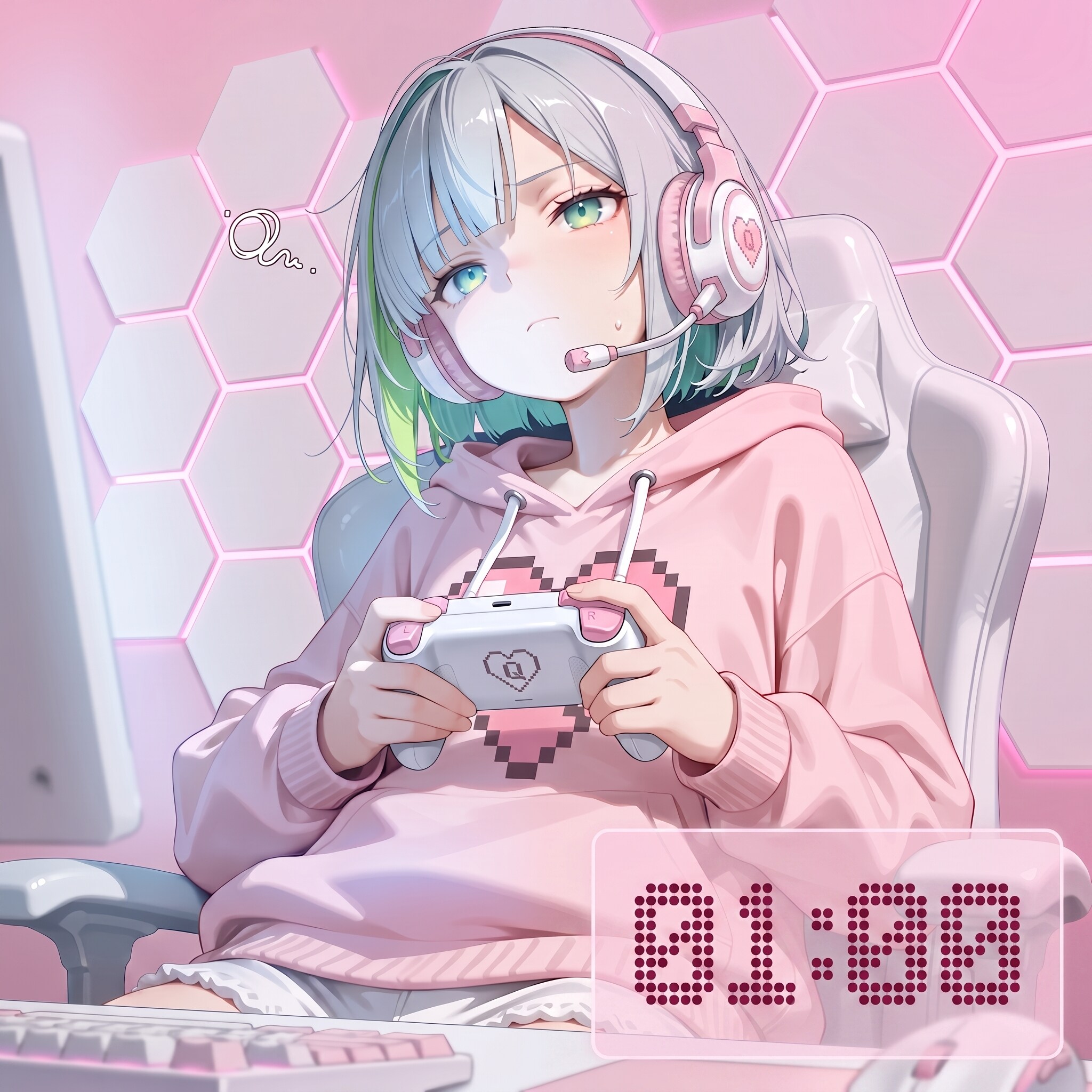 01:00（深夜のネトゲタイム）：ショートボブ＋ヘッドホンのダウナー系ゲーマー | の人気AIイラスト・グラビア