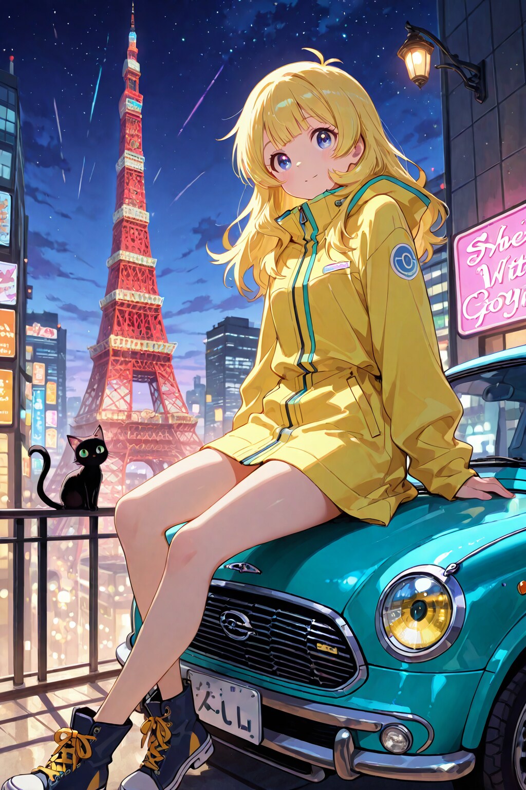 魔女と黒猫と車 | の人気AIイラスト・グラビア