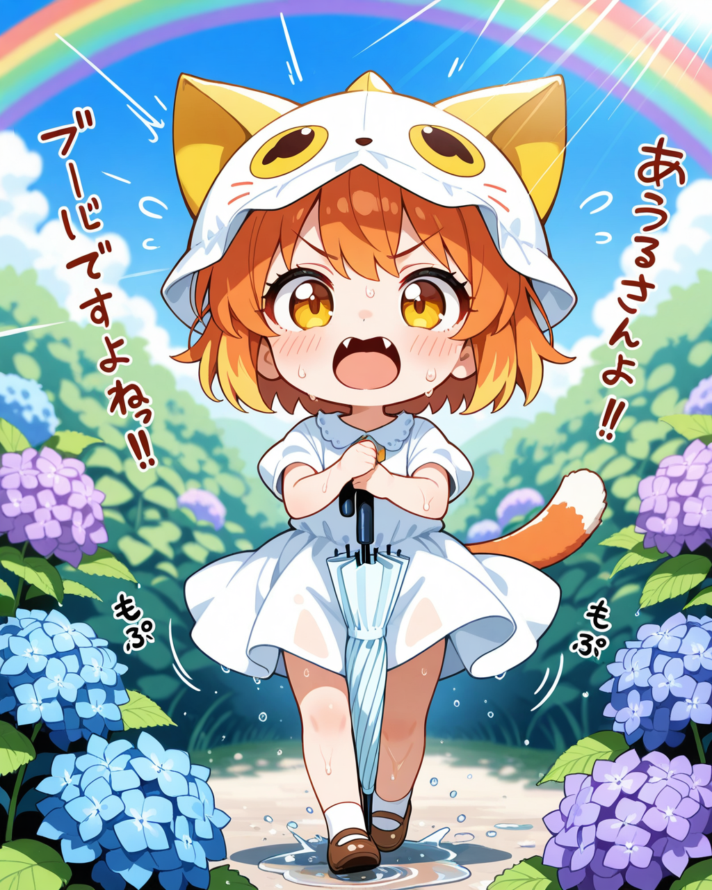 突然のにわか雨で怒っている子ねこ | の人気AIイラスト・グラビア