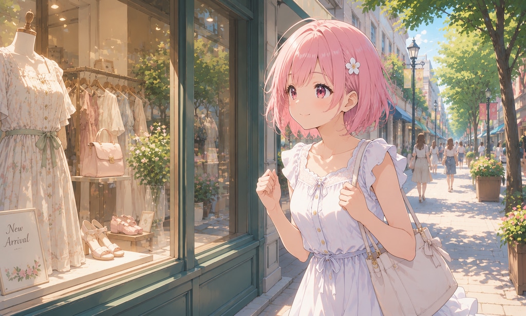 ピンクちゃん　ウィンドウショッピング