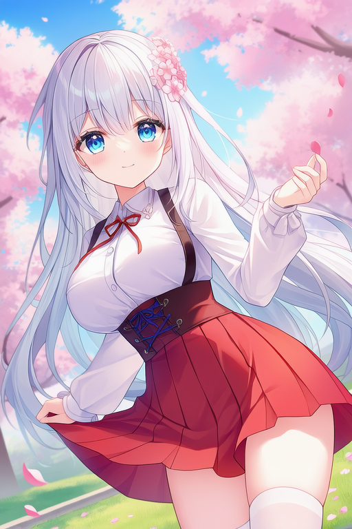 桜咲く白髪ちゃん🌸