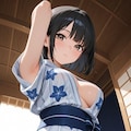 巨乳ちゃんの着崩れ浴衣、腋見せ！ 4枚目